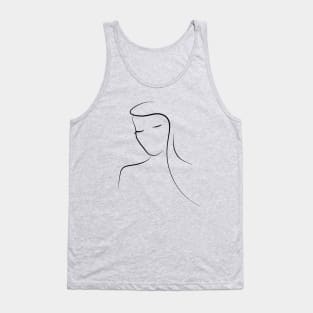 Woman Line Art Portrait - Minimal Mary Tank Top